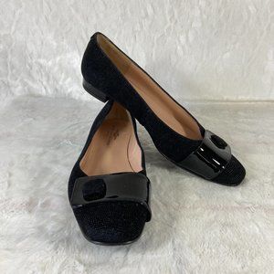 Brenda Zaro Dressy Low Heel T2897 Made In Spain Sparkle Black Patent EU42/US10.5